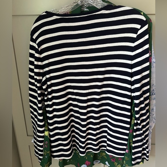 NWOT/EUC Talbots Classic Navy and White Striped V-Neck Tee SZ L - Picture 9 of 9